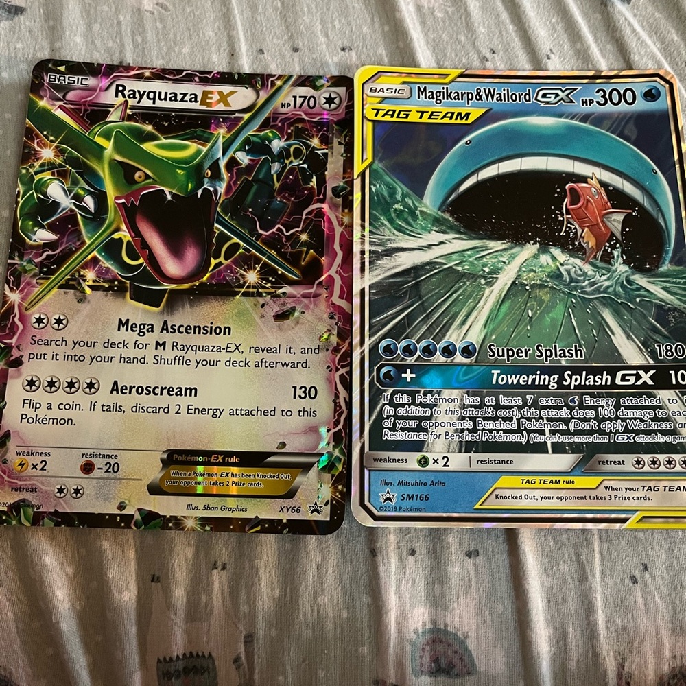 Very Large Rayquaza EX and Magikarp & Wailord GX Pokémon Cards